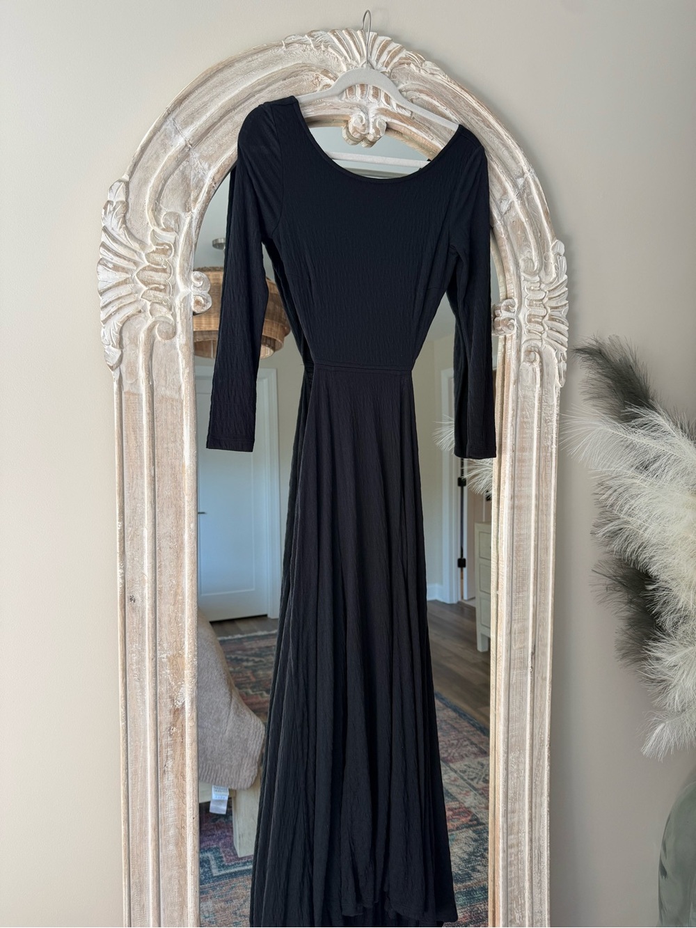 Free People Black Backless Long Sleeve Maxi Dress